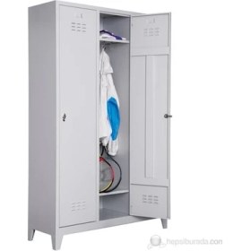 Resim Jessan Ofis 2'li Standart Soyunma Dolabı Açık Gri 185 cm Yükseklik 80 cm Genişlik 40 cm Derinlik 