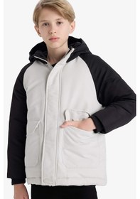Resim Defacto Erkek Çocuk Su İtici Kapüşonlu Polar Astarlı Parka E9386a825wngr503 Gri-gr503 