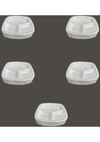 Resim Dağyüce Tek Kullanımlık Köpük 3 Bölmeli Tabldot Köpük Tabak - 23.5x25 Cm. - 10 Adetlik 5 Paket 