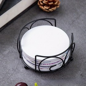 Resim 1/4/6 Adet Metal Bardak Altlığı Tutucu, Seramik Kupa Altılık Demir Çerçeve Tepsi, Yuvarlak ve Dörtgen Sehpalara Uyumlu, Bahar Organizatörü & Depolama 