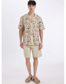 Resim DeFacto Regular Fit Keten Görünümlü Kargo Bermuda Şort B5676AX24SMBG743 