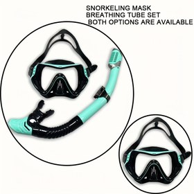Resim JUNHAIINS şnorkelle yüzme maske tüpü seti ve tek maske, 2 seçenek mevcut, erkekler ve kadınlar için 180° geniş görüşlü şnorkel gözlükleri nefes alma tüpü seti, yetişkin kuru nefes alma tüpü seti sızdırmaz ve buğulanmayan silikon şnorkelle yüzme maskesi 