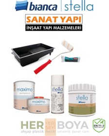 Resim Stella Set 500ml - Siyah Boya + Beyaz Mermer Effekt Sprey + Maximo Sıvı Cam Ipek Mat 