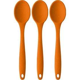 Resim Kitchen Design Lab Büyük Boy Yanmaz Yapışmaz Silikon Turuncu Kaşık 3'lü Set 
