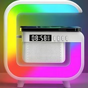 Resim Kablosuz Şarj, Renkli RGB Işıklar, Yedi Renkli LED Lamba, Telefonlar, Saatler ve Kulaklıkler için Kablosuz Şarj, Zaman Gösterme ve Alarm Saati Özellikleri ile Çok Fonksiyonlu Bir Lamba, TF Kart Çalımı 