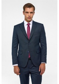 Resim Süvari Lacivert Slim Desenli Mono Yaka 6 Drop Takım Elbise 