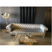 Resim 3A Mobilya Silver Leather Chesterfield 