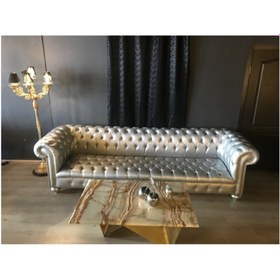 Resim 3A Mobilya Silver Leather Chesterfield 
