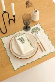 Resim 2'li Set Zeytin Ağacı İşlemeli Pamuk Peçete 