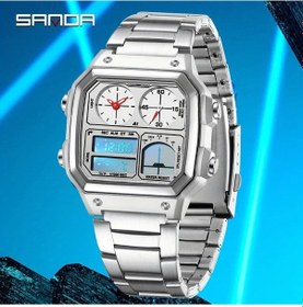 Resim Oldfriend Sanda Erkek Spor Saati Kronograf Alarmlı Suya Dayanıklı Paslanmaz Çelik Silvery White Diğer 