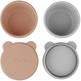 Resim Oioi Silikon Kapaklı Mini Kase 2'li Mini Bites Woody Brown / Powder Grey Çok Renkli - Çok Renkli 