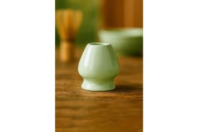 Resim Yeşil Seramik Matcha Çay Fırçası, Bambu Tutucu ve Köpürtücü Seti 
