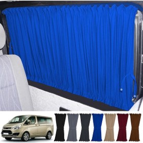 Resim Pandami Ford Custom Uzun Şase 2012+ Uyumlu Mavi Raylı Oto Perde Takımı 