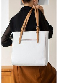 Resim Just Polo Günlük Kombinlere Uygun Kadın Taş Büyük Boy El Çantası 31 X 32 Cm Beyaz - Camel 