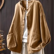 Resim Plus Beden, Plus Beden Kadınlar İçin Çift Katmanlı Yuvarlak Yaka Hırka - Geniş Kesim Uzun Kollu Büyük Cepli, Makinede Yıkanabilir Şık ve Rahat Tek Renk Her Mevsime Uygun Çok Amaçlı Üst Giyim 