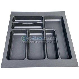 Resim Versa Antrasit Dokulu Çekmece İçi Kare Antibakteriyel Plastik Kaşıklık 43 X 49 