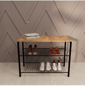 Resim Geniş Metal Ayakkabılık Vestiyer 3 Katlı Ayakkabılık 1303 Atlantik - Çam 
