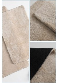 Resim 2'li Kaydırmaz Peluş Banyo Paspası Banyo Klozet Takımı Klozet Paspas Takımı - Bej 