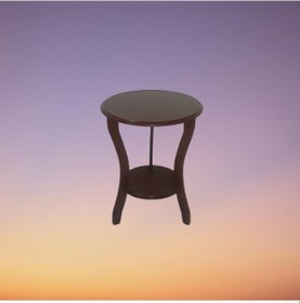 Resim Üç Ayak Fiskos Çiçeklik Sehpa Parlak Ceviz Lake Boya Çift Kat Ahş 