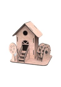 Resim Maket Boyanabilir Su Değirmeni 3 Renk Boya Eğitici Oyuncak Ahşap Boyama Seti Ahşap Su Değirmeni 