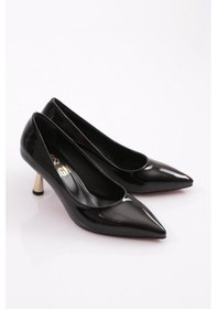 Resim Dgn 340-1 Kadin Sivri Burun Parmak Dekolteli Topuklu Ayakkabi 340-1-1918-R1645 Siyah 