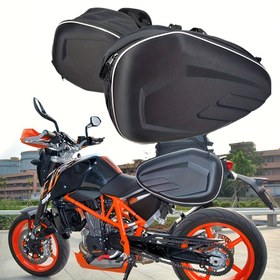 Resim 1 Çift Motosiklet Panier Çantası - Büyük Kapasite, Ayarlanabilir Askı, Dayanıklı PVC Malzeme, Sokak Motosikletleri ve Scooterler için İdeal, 36-58L Kapasite, Motosiklet Aksesuarları | Şık Motosiklet Çantası | Ayarlanabilir Askılı Çanta, Motosiklet Ekipmanı 