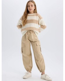 Resim DeFacto Kız Çocuk Paraşüt Kargo Jogger Paça Pamuklu Pantolon D7608A825SPBG739 Bej 