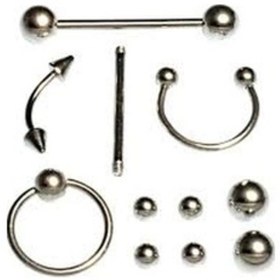 Resim 11 Parça Piercing Cerrahi Çelik Ve Piercing Topu Seti Piirsing Çok Renkli 