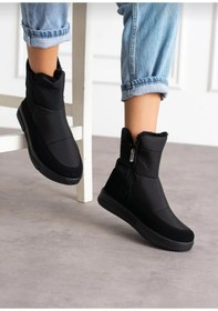 Resim Kadın Siyah Fermuarlı Esnek Rahat Ve Konforlu Suya Dayanıklı Kaliteli Kar Bot Günlük Bot Siyah 