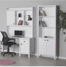 Resim Rustik 5 Raflı Kapaklı Kitaplık-mat Beyaz 66 x 196 x 32 CM Gxyxd 