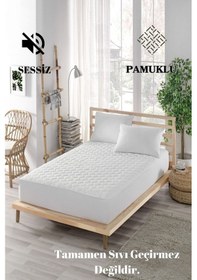 Resim Mona Verde Sessiz Pamuklu Alez Yatak Koruyucu Kapitoneli Fitted Tek Çift Kişilik Bebek Alezi MNVPFK00 Beyaz 