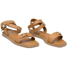 Resim Elit Maribelle Kadın Hakiki Deri Ortopedik Düz Sandalet Taba Taba 