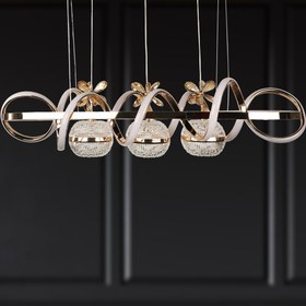 Resim Begüsa Roya Ledli Yemek Masası Avize Gold Kaplama 