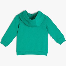 Resim Erkek Bebek Pamuklu Kapüşonlu Uzun Kollu Baskılı Sweatshirt 