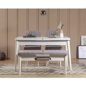 Resim Palermo Benchli Yemek Masası Takımı Beyaz Soho Gri 