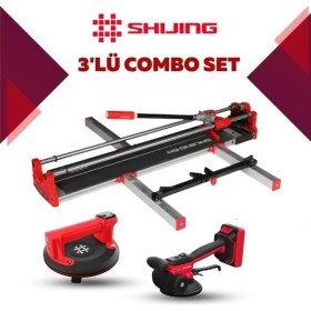 Resim SHIJING TOOLS Manuel Kesici Dijital Vantuz ve Fayans Vibratörü 3'lü Pro Set 