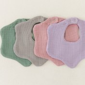 Resim 4'lü Organik Pamuk 8 Katlı Multi Müslin Çiçek Kız Bebek Salya Ve Mama Önlük,yakalık Model 3 