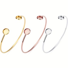 Resim 1 adet Ayarlanabilir Paslanmaz Çelik Bilezik, 8mm Tabak ile Açık Halka Takı Yapımı Buluntuları, DIY Kişiselleştirilmiş Bilezik, Takı Yapımı için Aksesuar, Hediye Verme için En İyi Seçim 