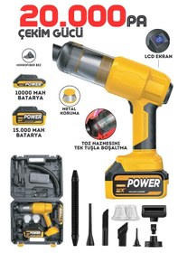 Resim Enshall AHV21 25.000 MAH Çift Bataryalı Auhma 20.000 PA Çantalı Araç Süpürgesi 