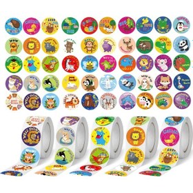 Resim Sevimli Hayvan Ödül Etiketi Teşvik Etiketi Kelimeleri Etiket Kağıdı Rulo Çapı 25mm Çocuk Öğretmen Okul Malzemeleri İçin 