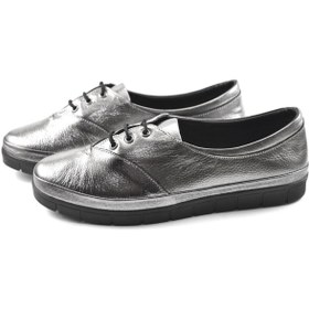 Resim Ernas L21 Hakiki Deri Gri Oxford Ortopedik Günlük Casual Kadın İş Ayakkabı 