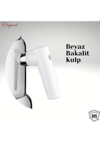 Resim Kombi Orta Boy Bakalit Kulplu Çaydanlık Takımı - Beyaz Beyaz 