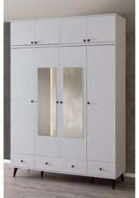 Resim Gardırop, Bianca 4 Kapaklı Aynalı Dolap Ve Yüklük 