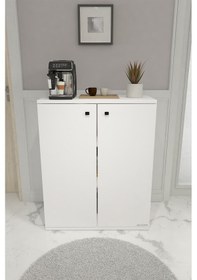 Resim Anna 2 Kapaklı Çok Amaçlı Dolap Dekoratif Kiler Dolabı Erzak Dolabı Beyaz 