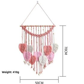 Resim Springsun Doğal Motifli El Dokuma Nordic Bohem Dekoratif Duvar Örtüsü - Pembe, 50x70cm - Tassel Ve Yaban Gülü Desenli Duvar Aksesuarı 