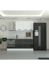 Resim 200 Cm Mutfak Dolabı Mdf Kapak Tezgah Dahil Yrkn200 99 Siyah 