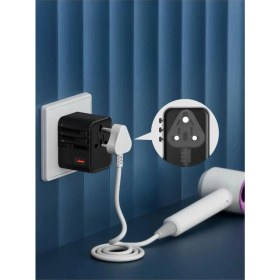 Resim 25W Evrensel Seyahat Adaptörü, Eu/us/uk/au Priz Dönüştürücü, 1x Usb, 2x Type-C Hızlı Şarj 