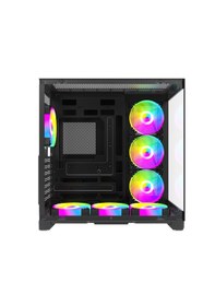 Resim Strong Syrax 7x 120 Mm Fanlı Rgb Led Buton Kontrol Atx Akvaryum Siyah Gaming Bilgisayar Kasası Powersız 