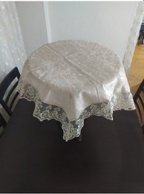 Resim Fiskos Örtüsü Kadife Kumaş Dantel Kenar 