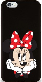 Resim Iphone 6S Plus Uyumlu Lansman Kılıf Minnie Mouse Tasarımlı Altı Kapalı Içi Kadife Kaplı Kapak 